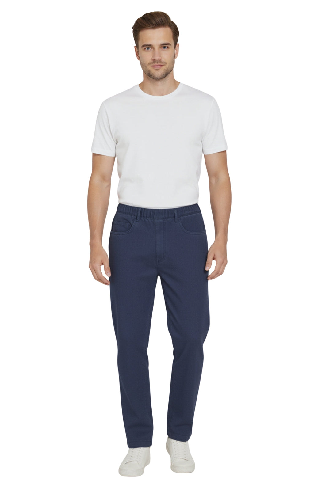 Men's Casual Elastic Waist Denim & Twill Pull on Jeans Pants