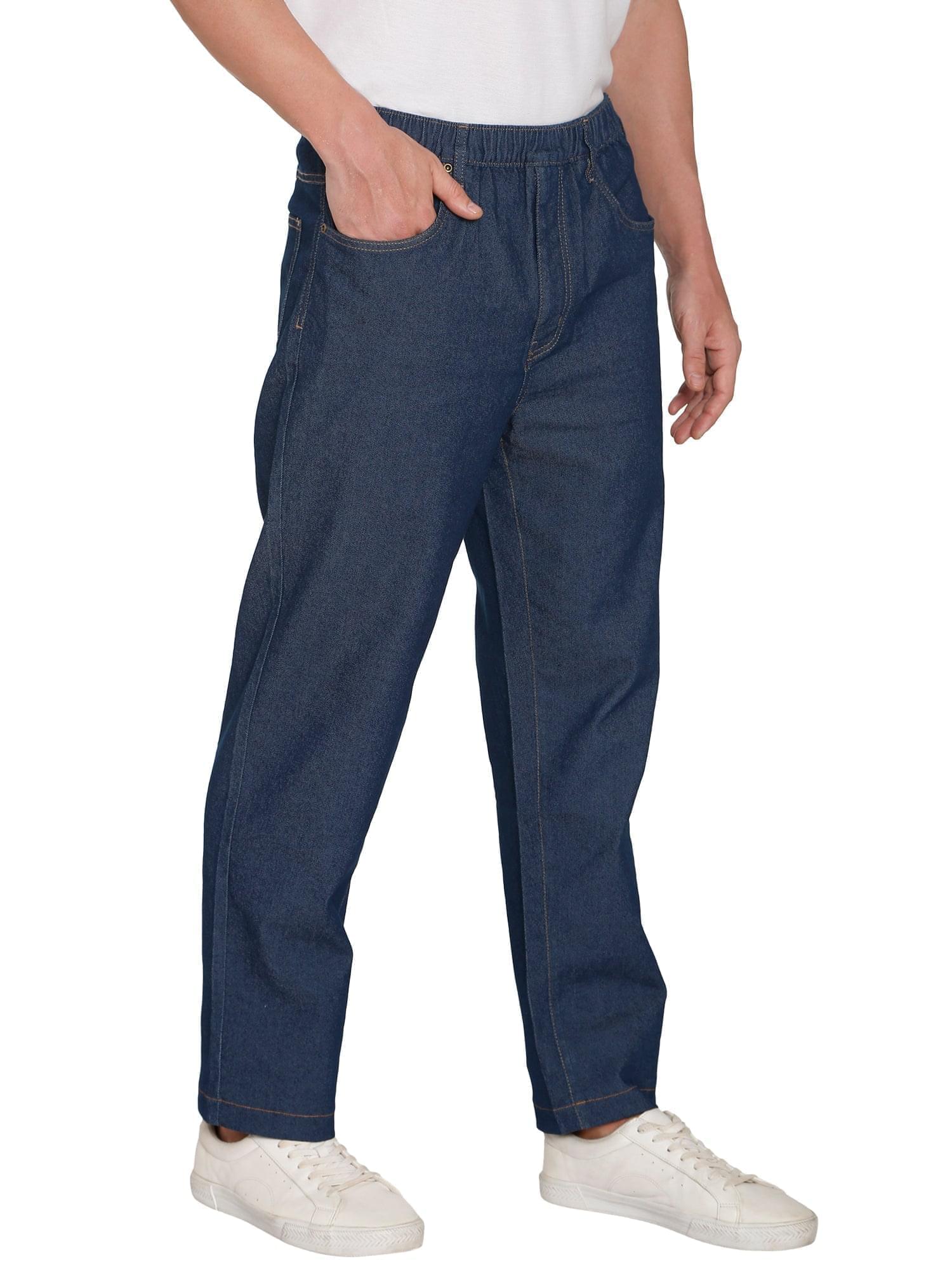 Men's Casual Elastic Waist Denim & Twill Pull on Jeans Pants