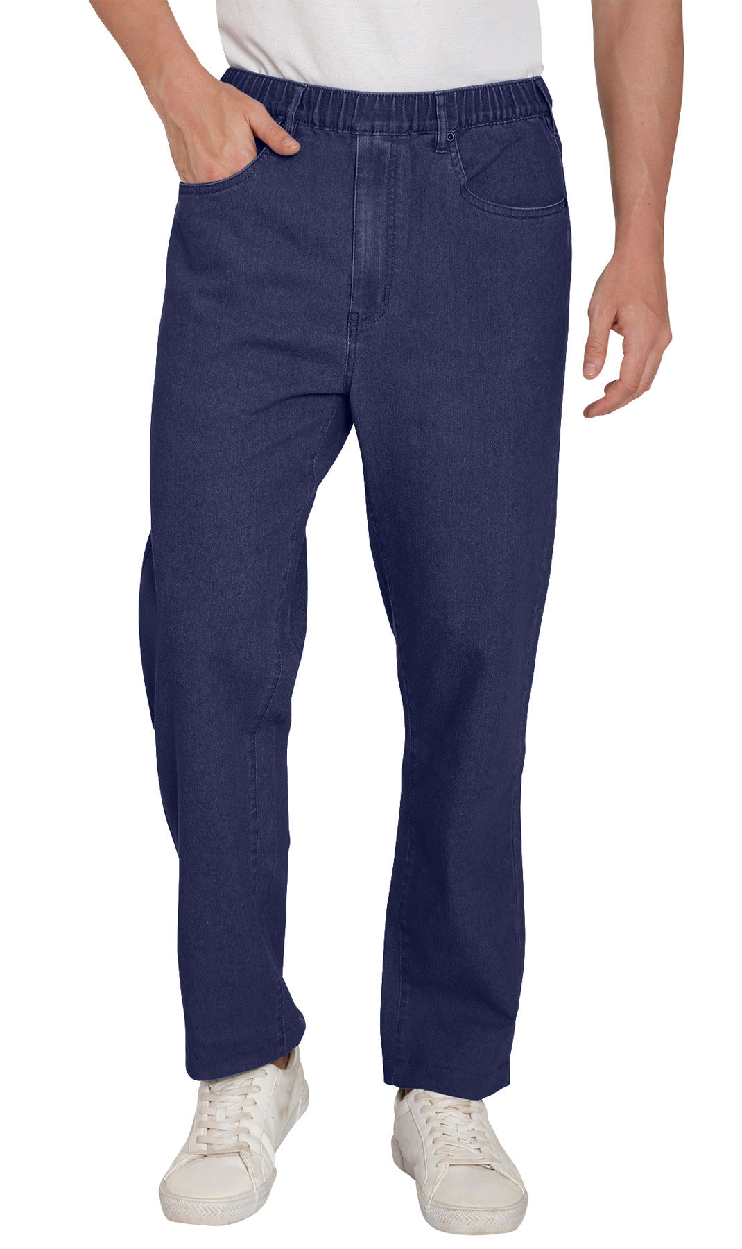 Men's Casual Elastic Waist Denim & Twill Pull on Jeans Pants