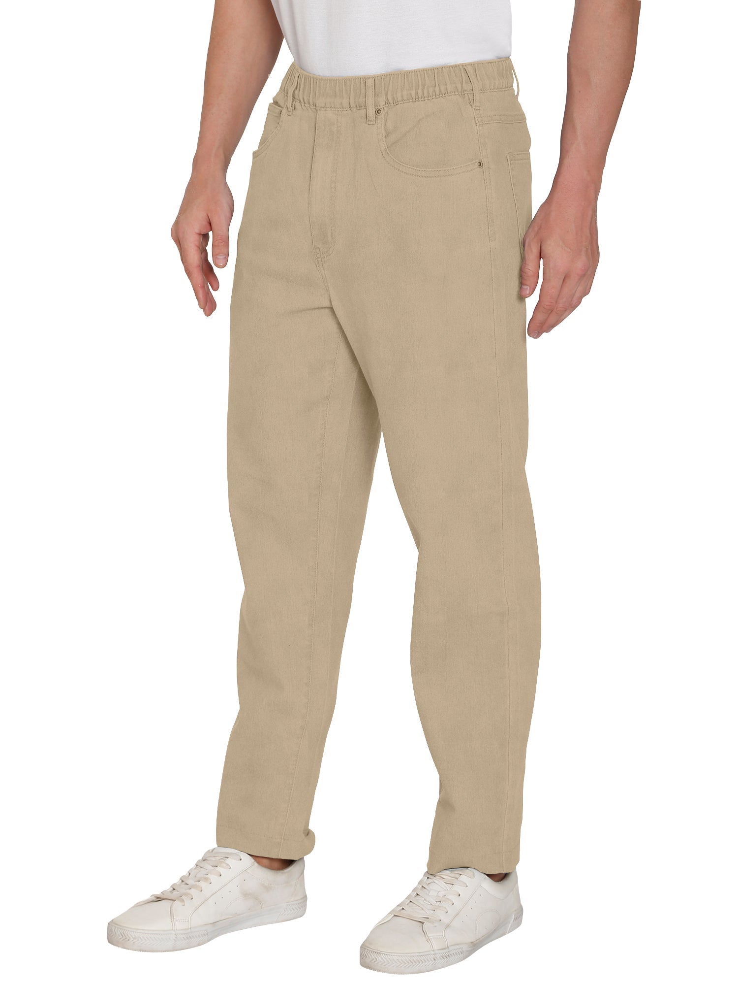 Men's Casual Elastic Waist Denim & Twill Pull on Jeans Pants