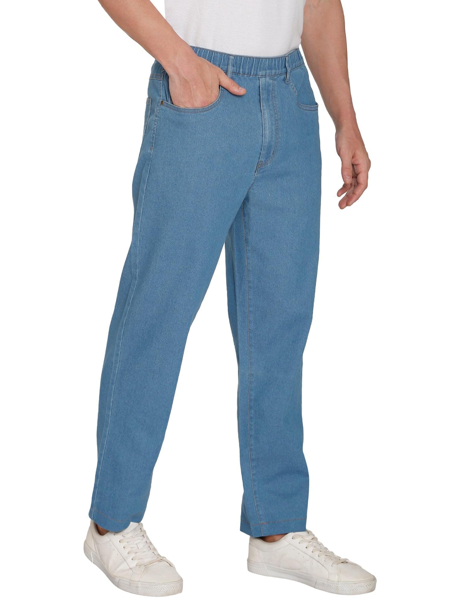 Men's Casual Elastic Waist Denim & Twill Pull on Jeans Pants