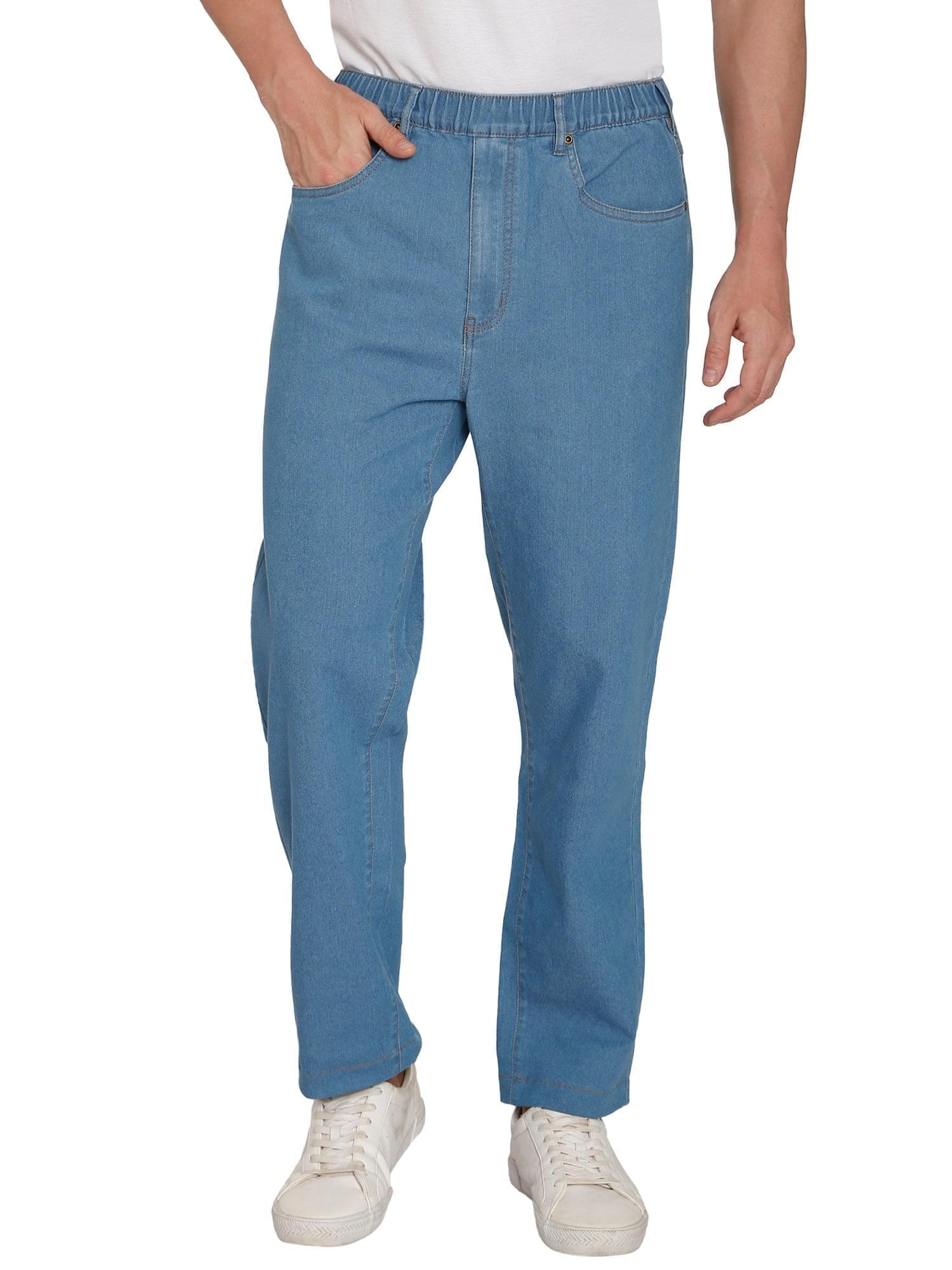 Men's Casual Elastic Waist Denim & Twill Pull on Jeans Pants