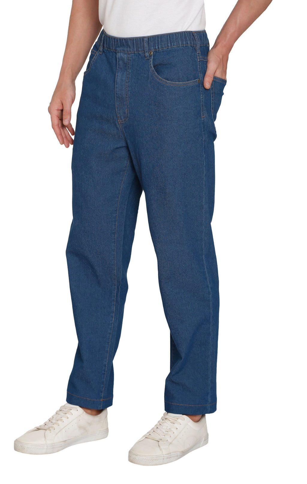 Men's Casual Elastic Waist Denim & Twill Pull on Jeans Pants