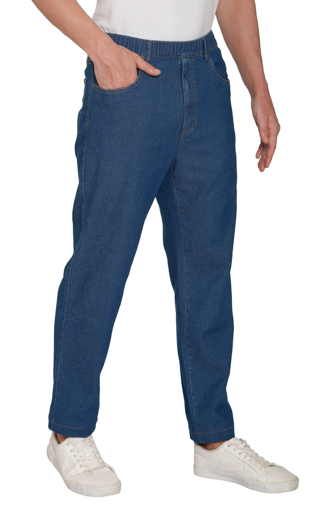 Men's Casual Elastic Waist Denim & Twill Pull on Jeans Pants